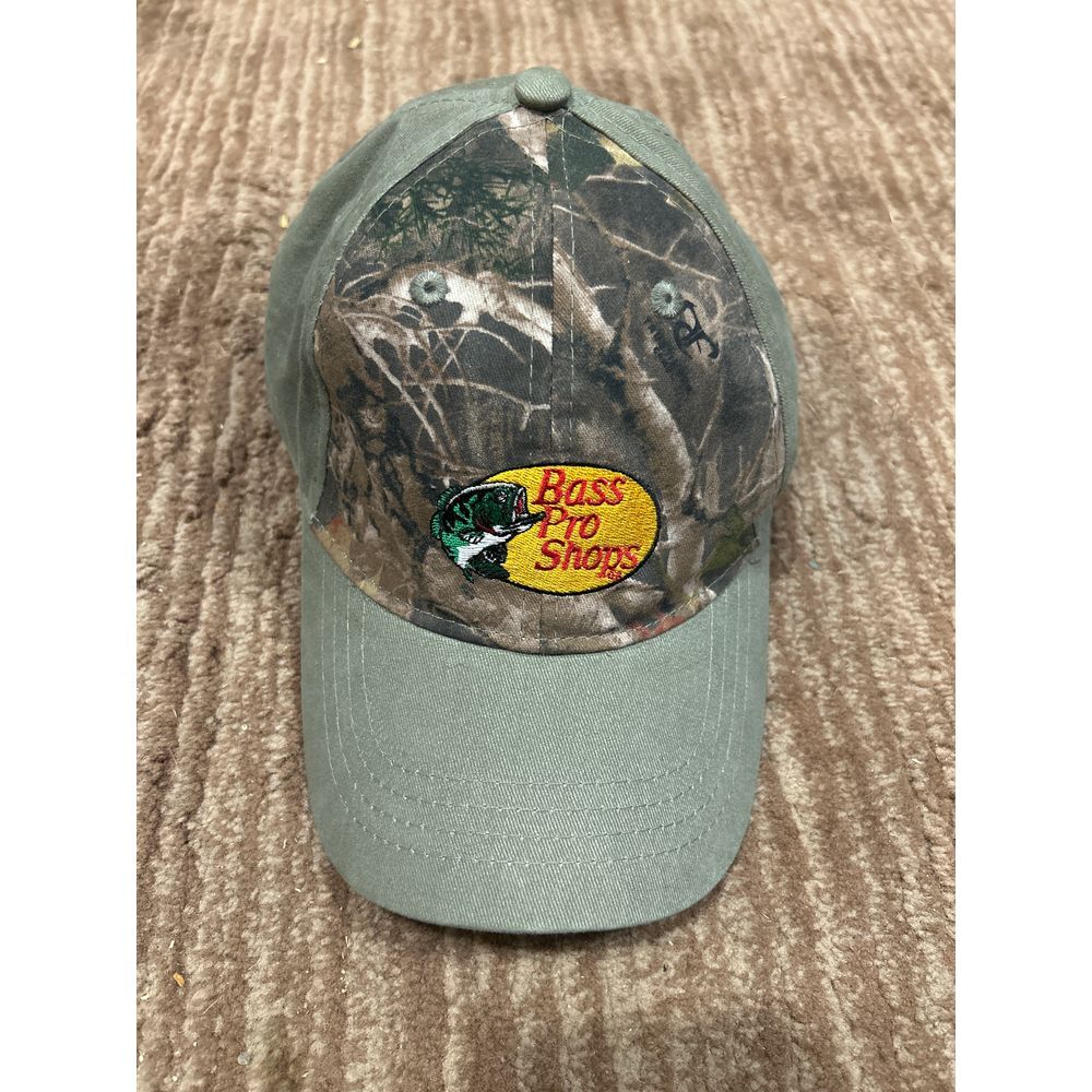 Bass Pro Shops Outdoor Kids Loop Lock Back Hat Cap Boys‎ Adjustable Gray Camo